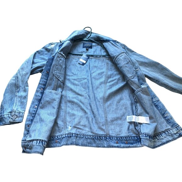 Lucky Brand Womens Blue Denim Trucker Jacket Cotton Distressed Jean Jacket Small - Picture 14 of 16